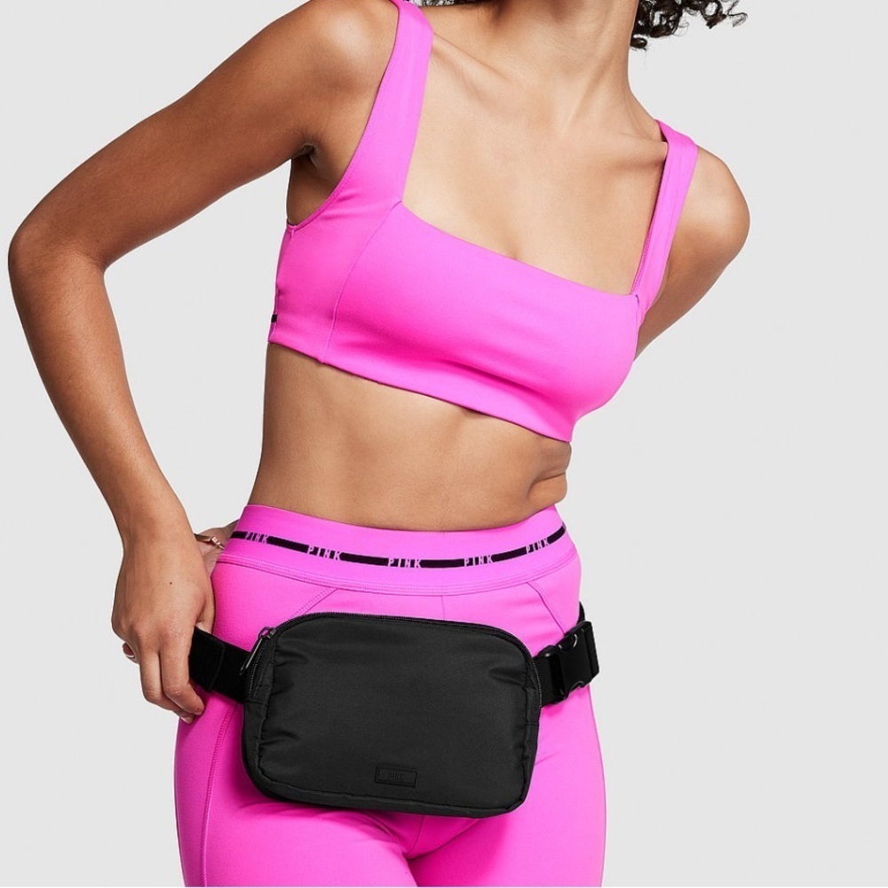 PINK Adjustable Black Belt Bag